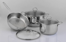 cookware set with steel handles