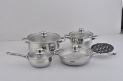 cookware set with steel handles