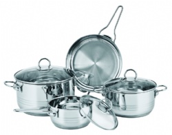 cookware set with steel handles